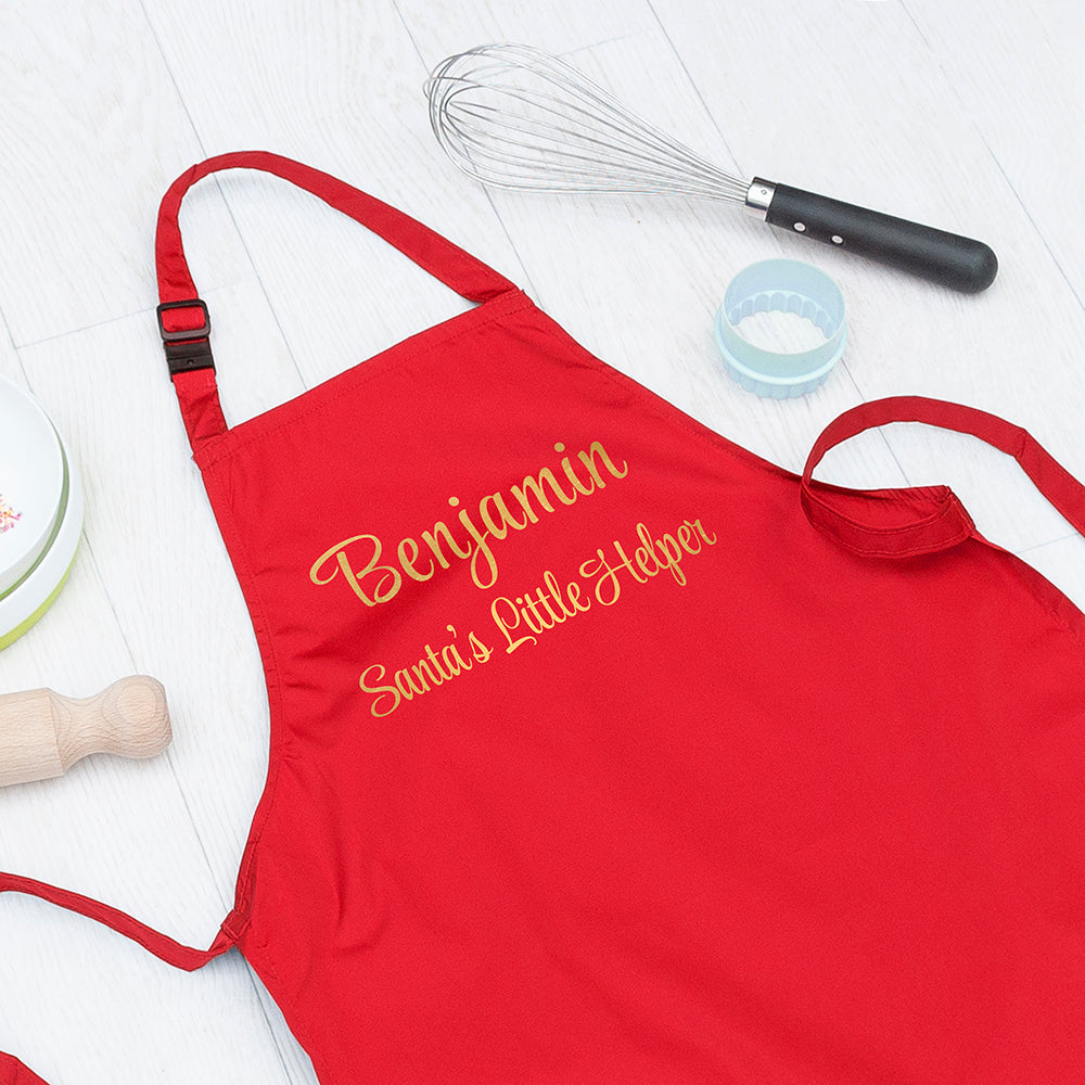 Eleanoras Personalised Santas Little Helper Red Apron Aprons