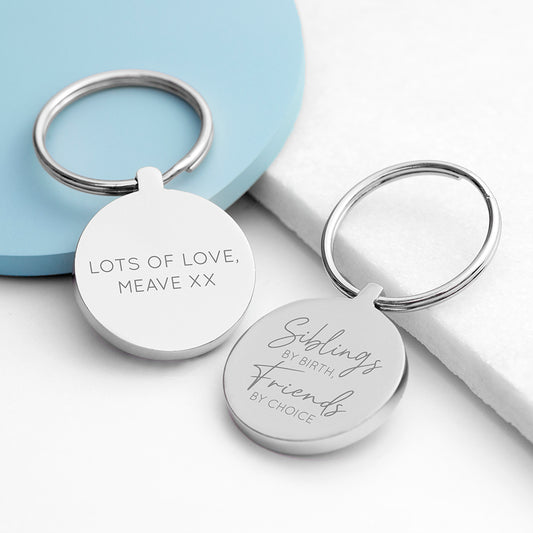 SIBLINGS PERSONALISED ROUND KEYRING KEYRINGS from Eleanoras