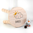 Eleanoras Personalised Smiling Cloud Wooden Stool Kids Stools