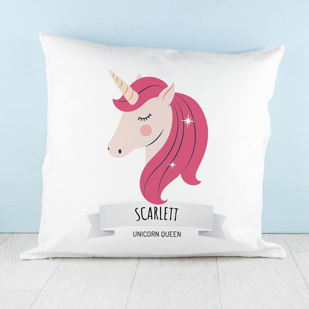 Eleanoras Personalised Sparkle Squad Unicorn Queen Cushion Cover Cushions & Covers