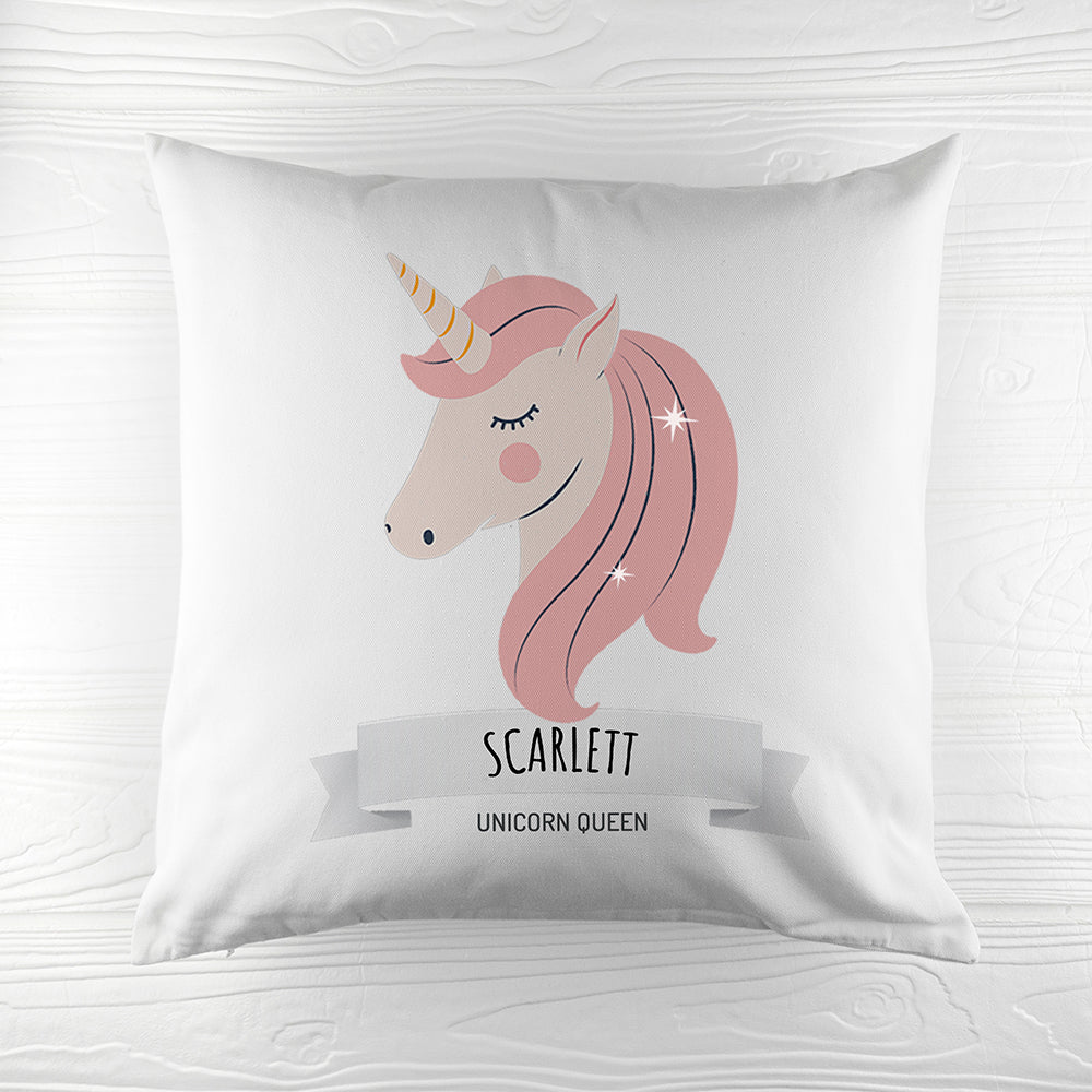 Eleanoras Personalised Sparkle Squad Unicorn Queen Cushion Cover Cushions & Covers