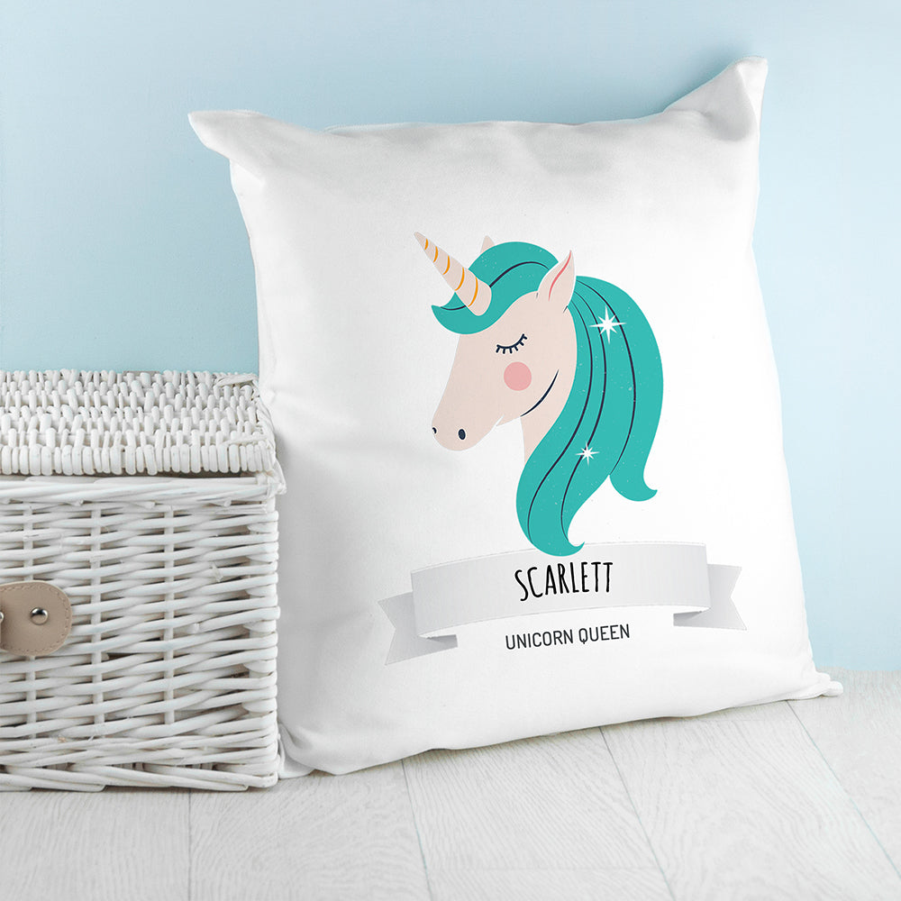Eleanoras Personalised Sparkle Squad Unicorn Queen Cushion Cover Cushions & Covers