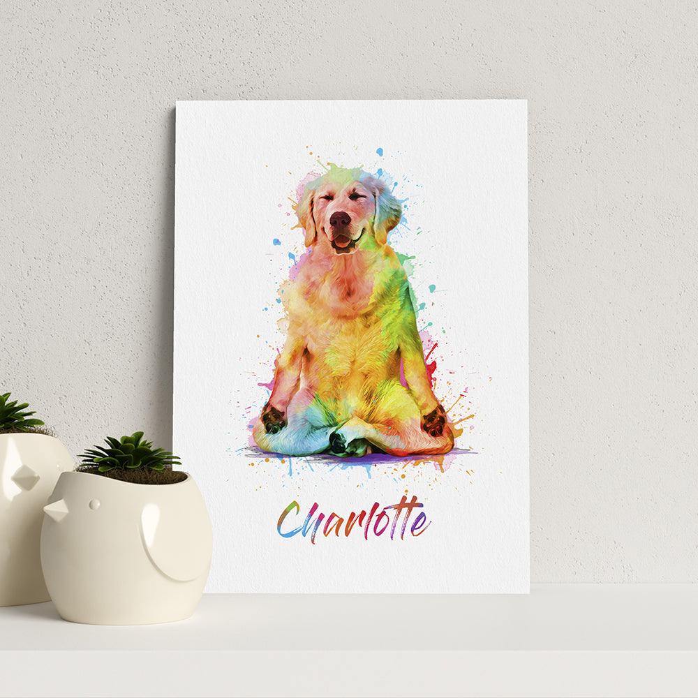 Eleanoras YOGA DOG PERSONALISED WATERCOLOUR PRINT PRINTS