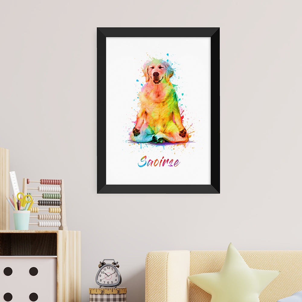 Eleanoras YOGA DOG PERSONALISED WATERCOLOUR PRINT PRINTS