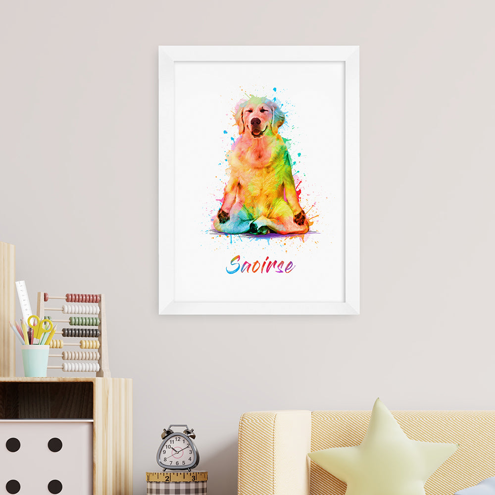 Eleanoras YOGA DOG PERSONALISED WATERCOLOUR PRINT PRINTS