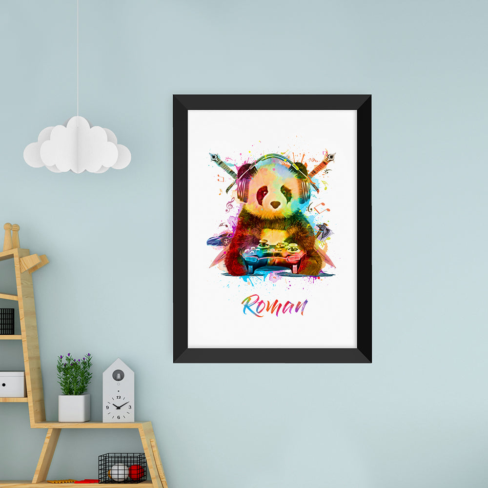 Eleanoras GAMING PANDA WATERCOLOUR PRINT Kids Wall Art & Prints