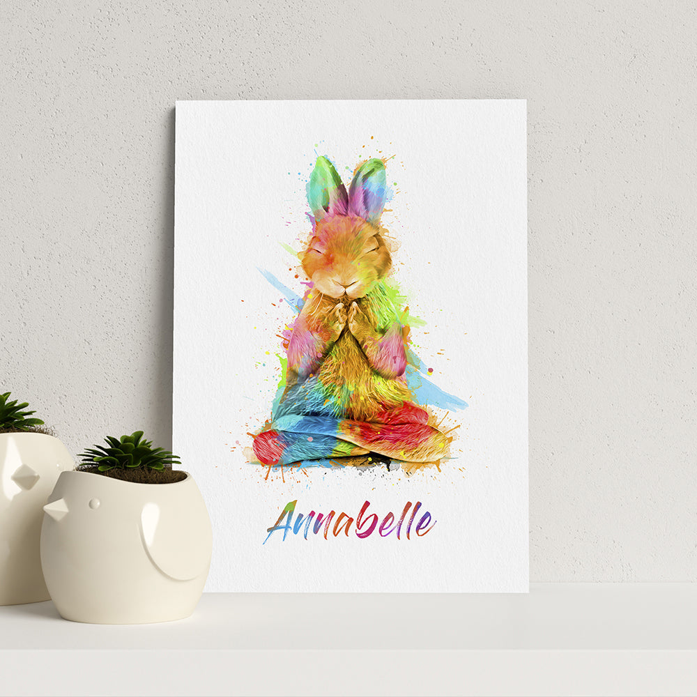 Eleanoras Personalised Watercolour Rabbit Meditation Print Prints