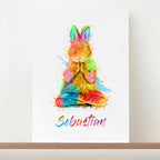 Eleanoras Personalised Watercolour Rabbit Meditation Print Prints