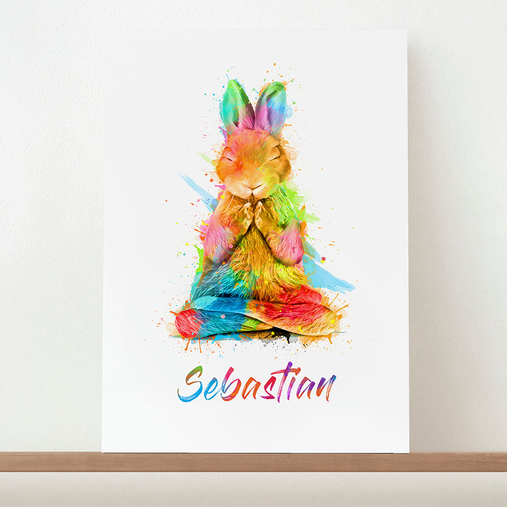 Eleanoras Personalised Watercolour Rabbit Meditation Print Prints
