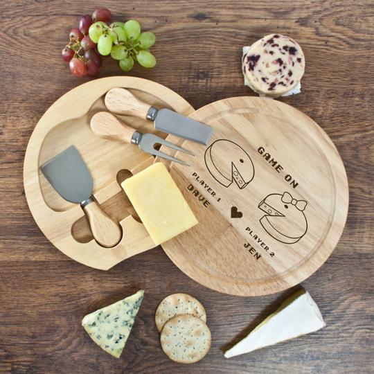 Eleanoras Retro 'Game On' Couples' Round Cheese Board Cheese Boards
