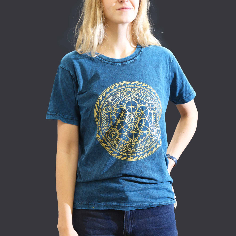 Chakra Blue Stone Washed T-Shirt Small