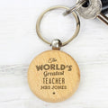 Eleanoras The Worlds Greatest Teacher Personalised Keyring Keyrings