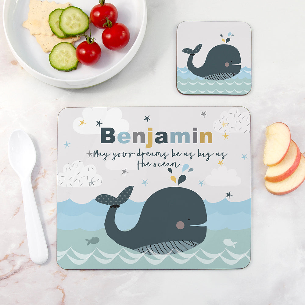 Eleanoras WHALE PERSONALISED PLACEMAT SET Placemats & Coasters