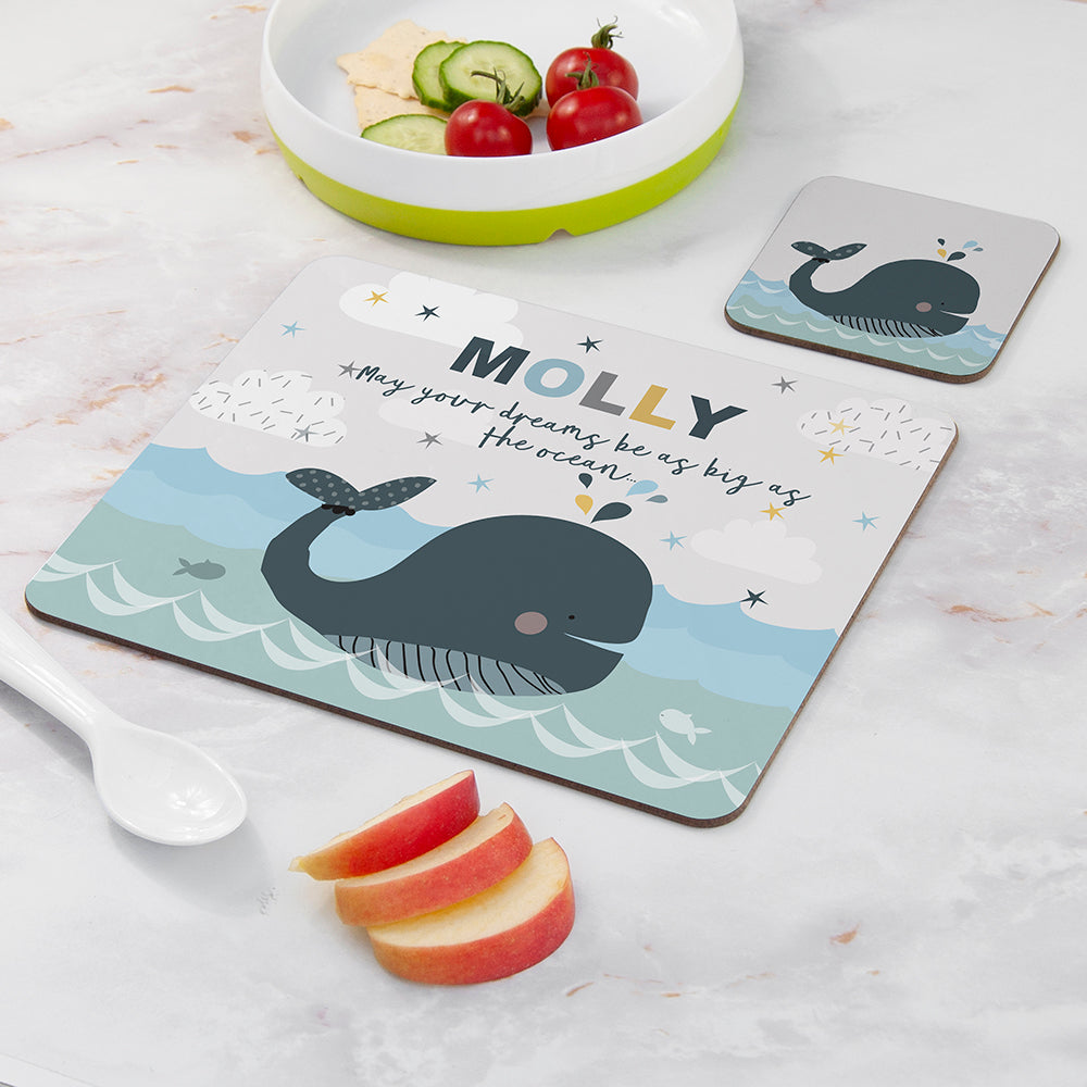 Eleanoras WHALE PERSONALISED PLACEMAT SET Placemats & Coasters