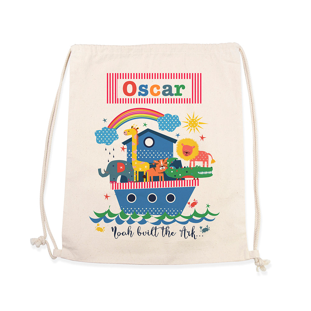 Eleanoras Personalised Kid's Noah's Ark Cotton PE Kit Bag PE Kit Bags