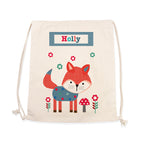 Drawstring bag with a fox design and 'Holly' text on a white background
