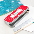 Eleanoras Personalised Spots Patterned Pencil Case Tin Pencil Cases