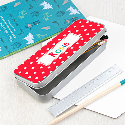 Eleanoras SPOTS PERSONALISED PENCIL TIN Pencil Cases