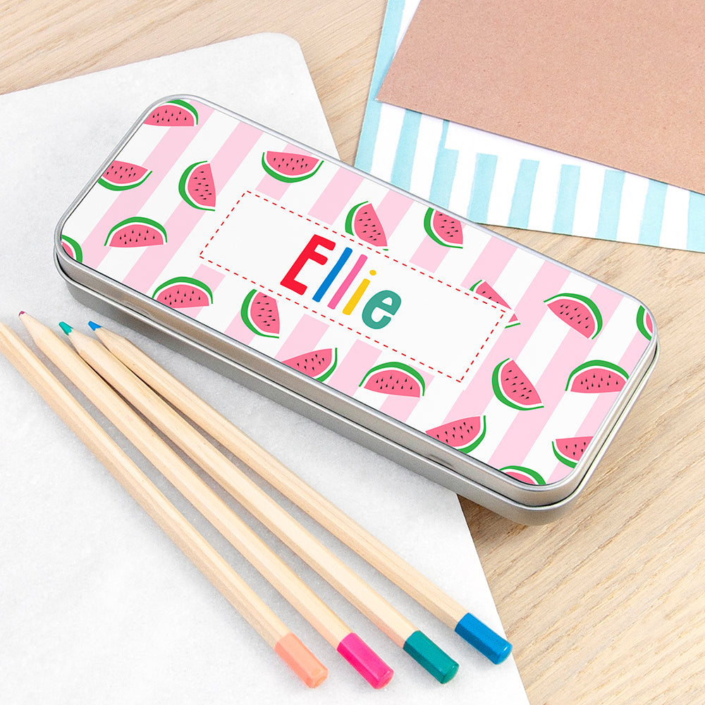 Eleanoras Personalised Melon Pattern Pencil Case Tin Pencil Cases