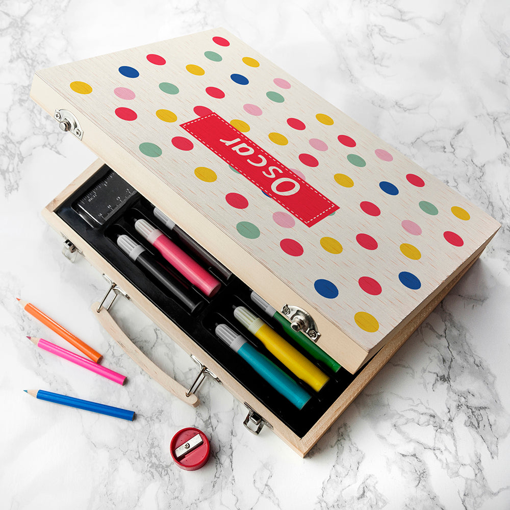 Eleanoras POLKA DOT PERSONALISED COLOURING SET Art & Craft Sets