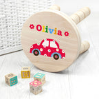 Eleanoras Personalised Cute Car Wooden Stool Kids Stools