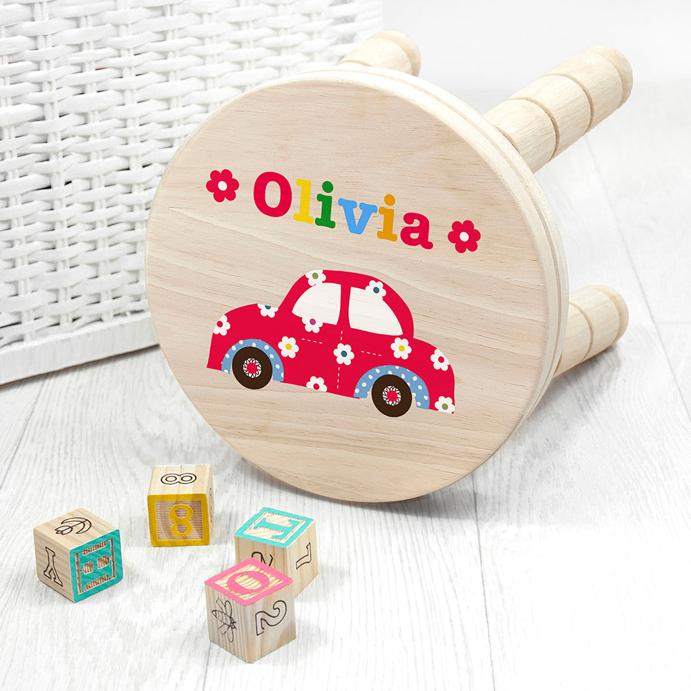 Eleanoras CUTE CAR PERSONALISED WOODEN STOOL Kids Stools