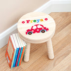 Eleanoras Personalised Cute Car Wooden Stool Kids Stools