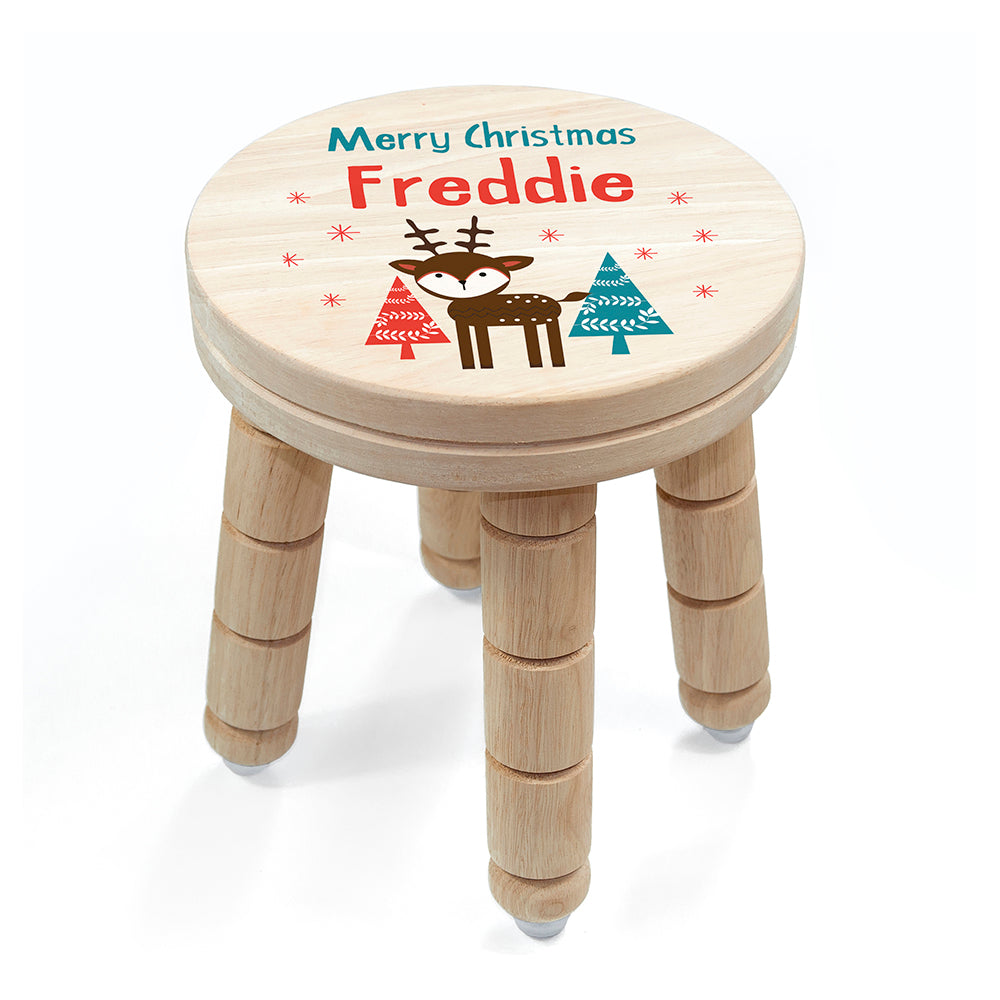Eleanoras Personalised Kid's Reindeer Wooden Stool Kids Stools