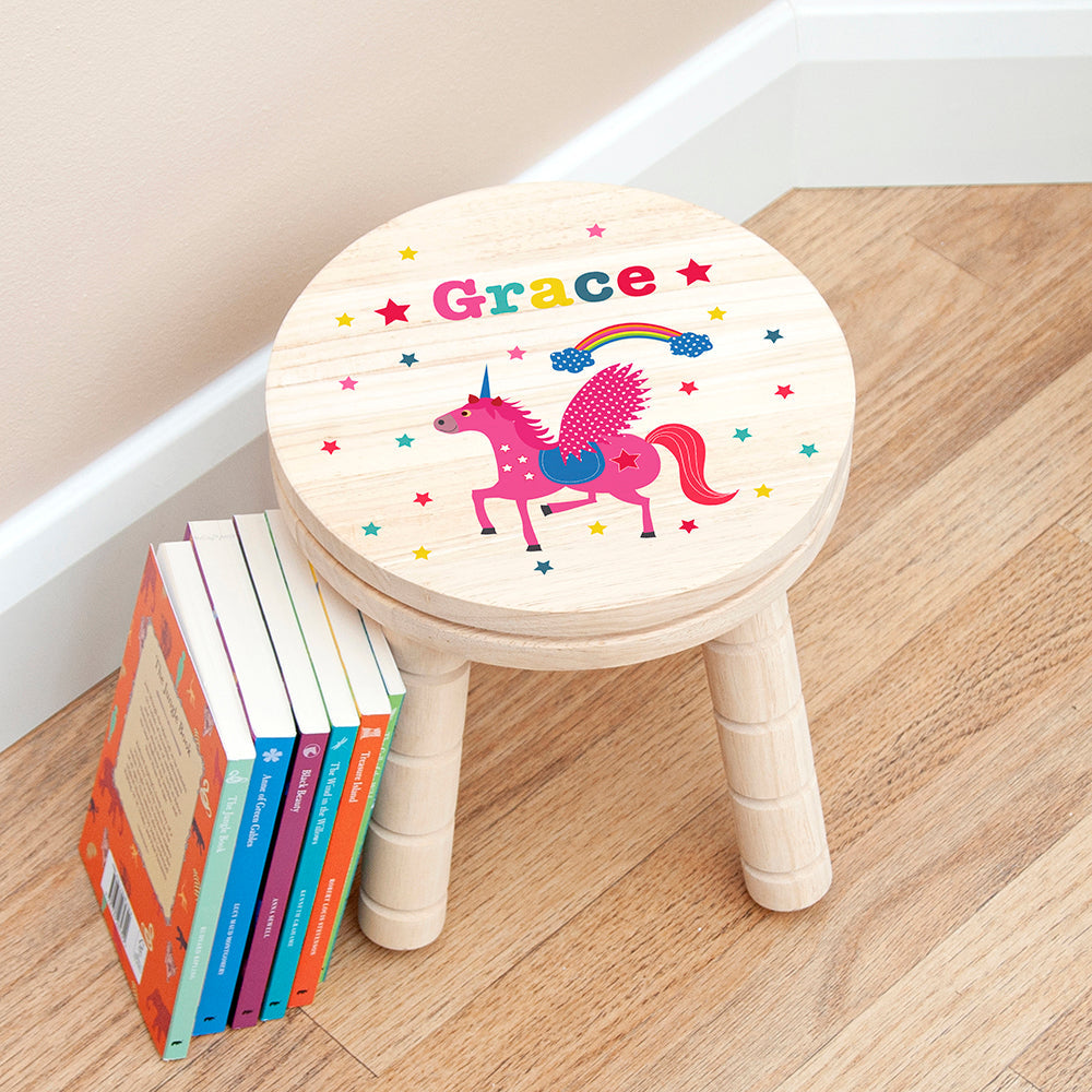 Eleanoras Personalised Unicorn Stool Kids Stools