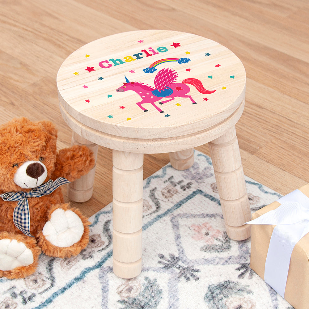 Eleanoras Personalised Unicorn Stool Kids Stools