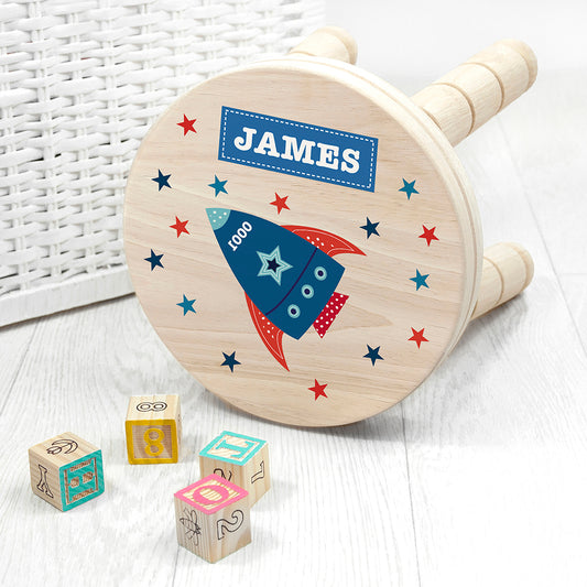 Eleanoras ROCKET PERSONALISED WOODEN STOOL Kids Stools