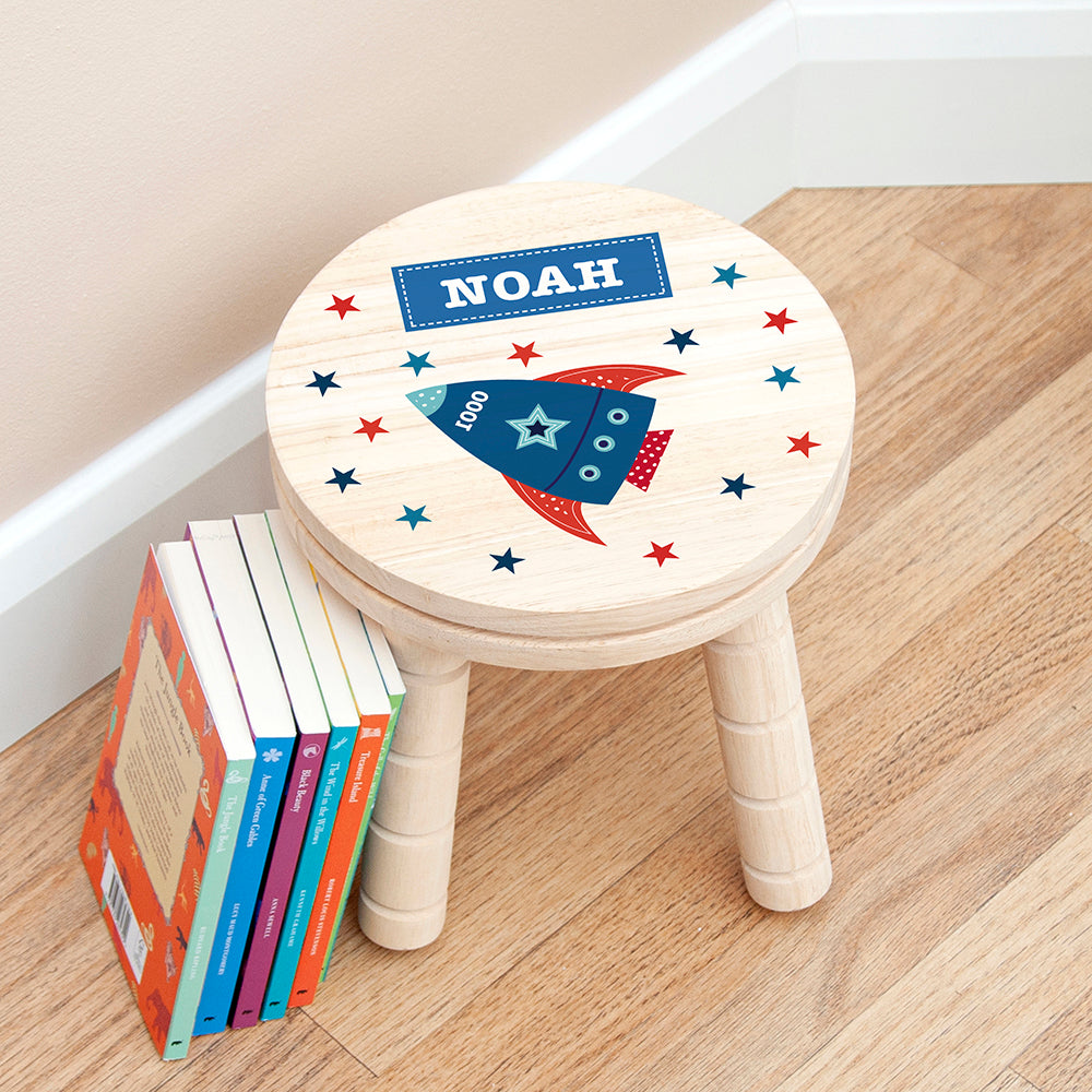 Eleanoras ROCKET PERSONALISED WOODEN STOOL Kids Stools