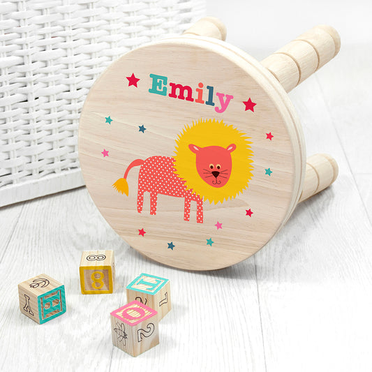 Eleanoras LION PERSONALISED WOODEN STOOL Kids Stools