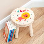 Eleanoras Personalised Lion Wooden Stool Kids Stools