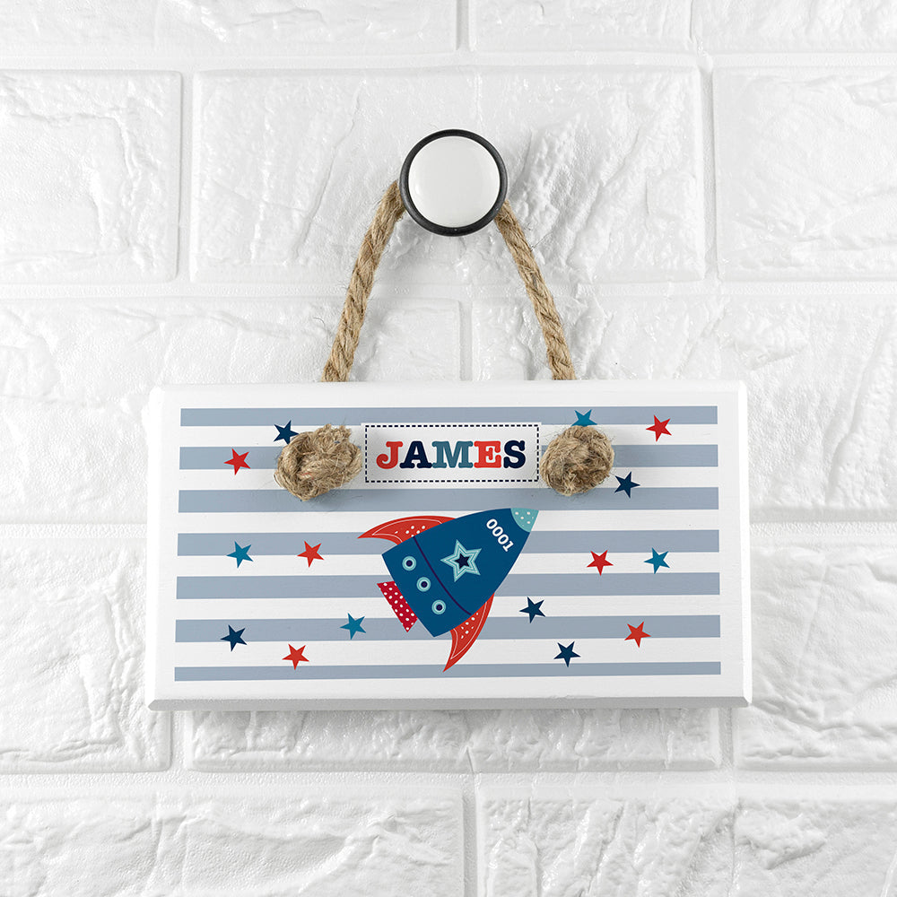 Rocket White Door Sign