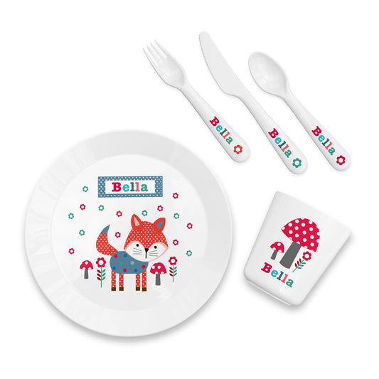 Eleanoras LITTLE FOX PERSONALISED KIDS DINING SET TABLEWARE SETS