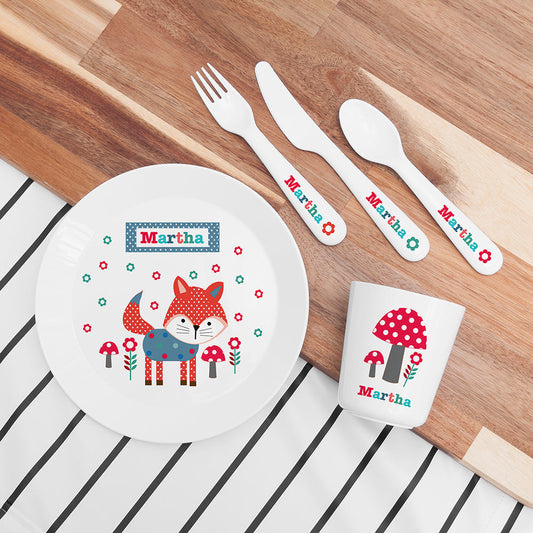 Eleanoras LITTLE FOX PERSONALISED KIDS DINING SET Dinnerware