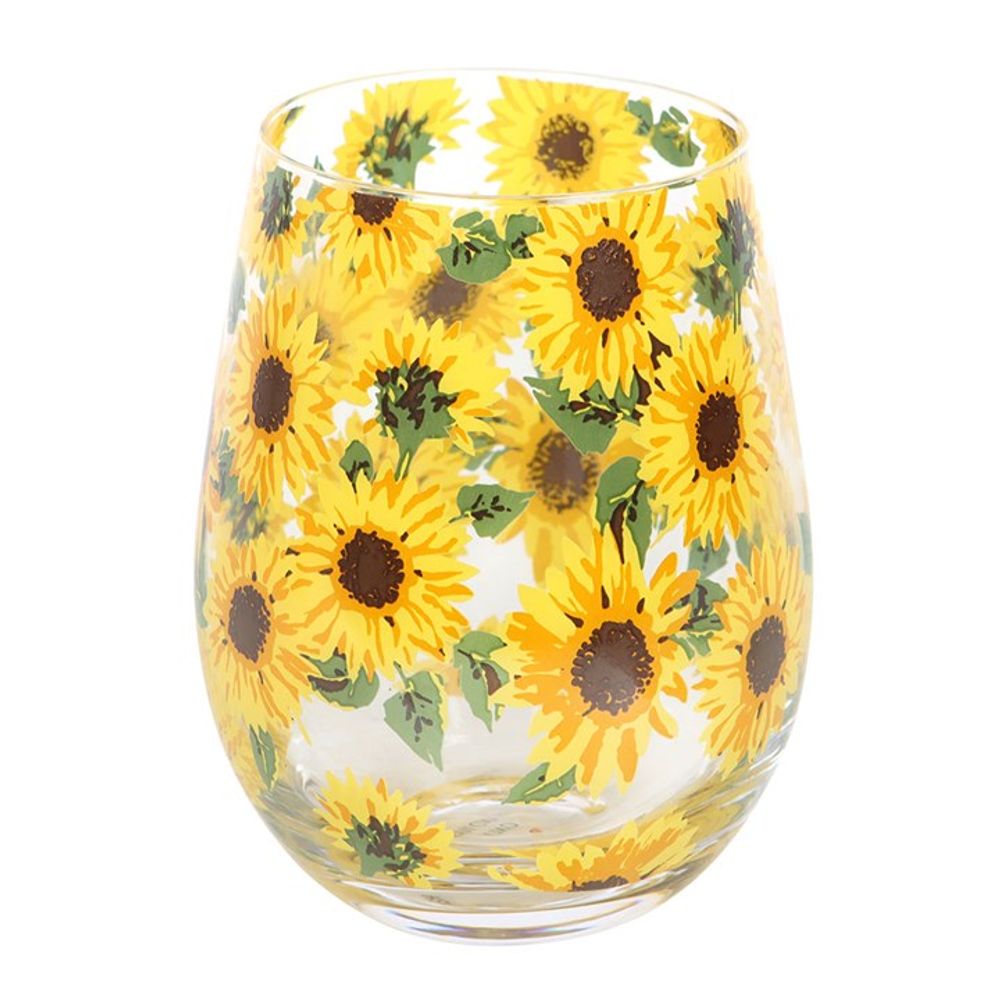 Eleanoras Sunflower Print Stemless Glass Drinkware