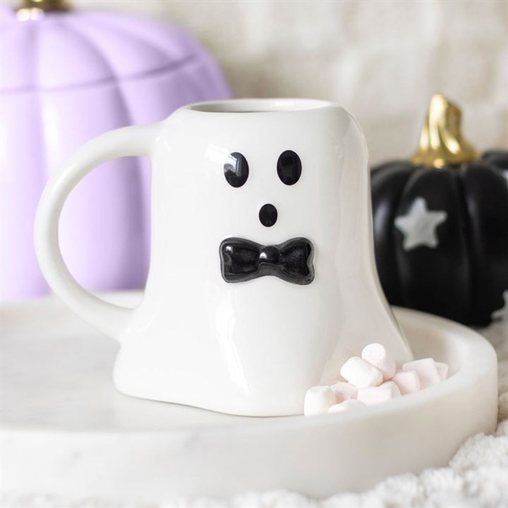 Eleanoras Mr Boo Ghost Shaped Mug With Bow Tie Mugs