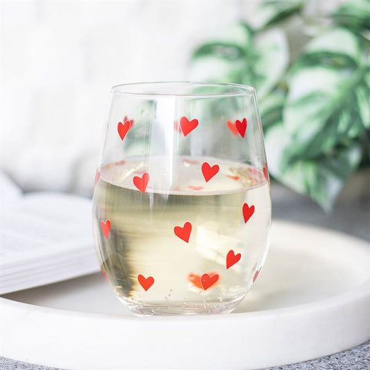 Eleanoras HEART PRINT STEMLESS GLASS Drinkware