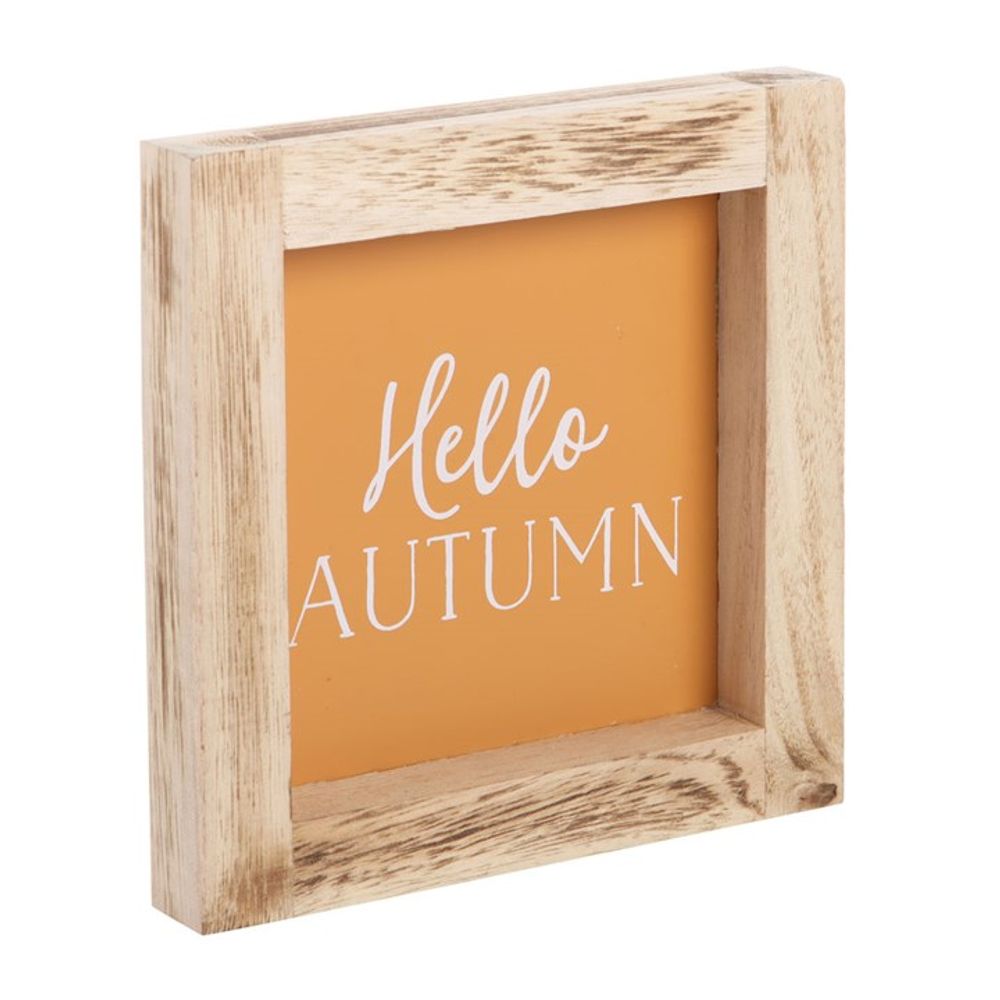 Eleanoras HELLO AUTUMN ORANGE WOODEN FRAME SIGN SIGNS & PLAQUES