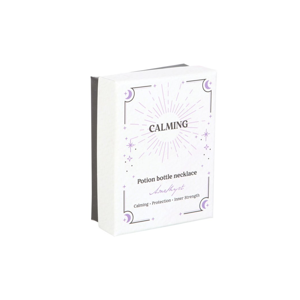 Eleanoras Calming Amethyst Crystal Chip Potion Bottle Necklace Jewellery