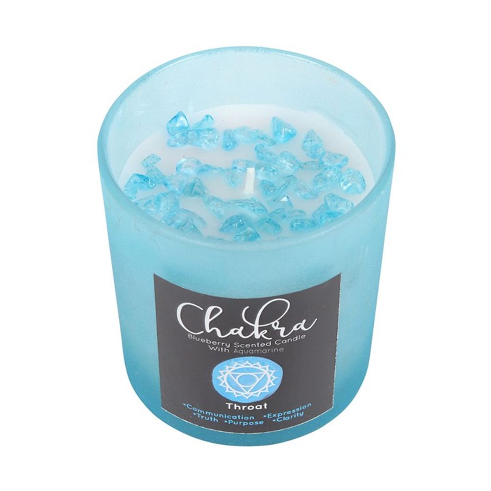 Eleanoras THROAT CHAKRA BLUEBERRY CRYSTAL CHIP CANDLE CANDLES