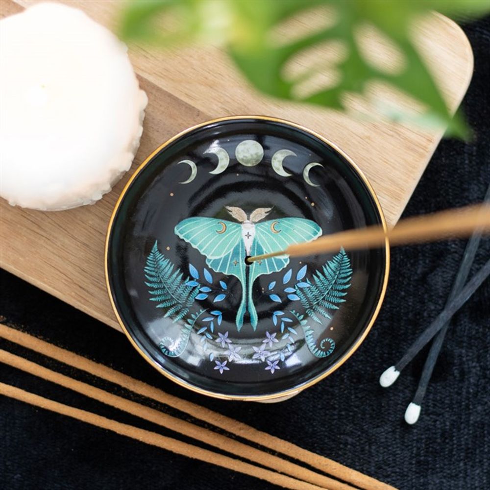 Eleanoras Luna Moth Ceramic Incense Plate Incense Holders