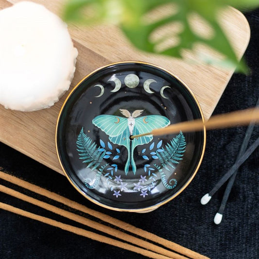 Eleanoras LUNA MOTH CERAMIC INCENSE PLATE Incense Holders