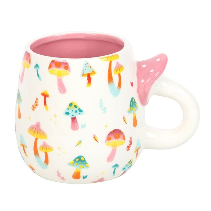 Eleanoras Funky Fungi Print Mug With Mushroom Handle Mugs