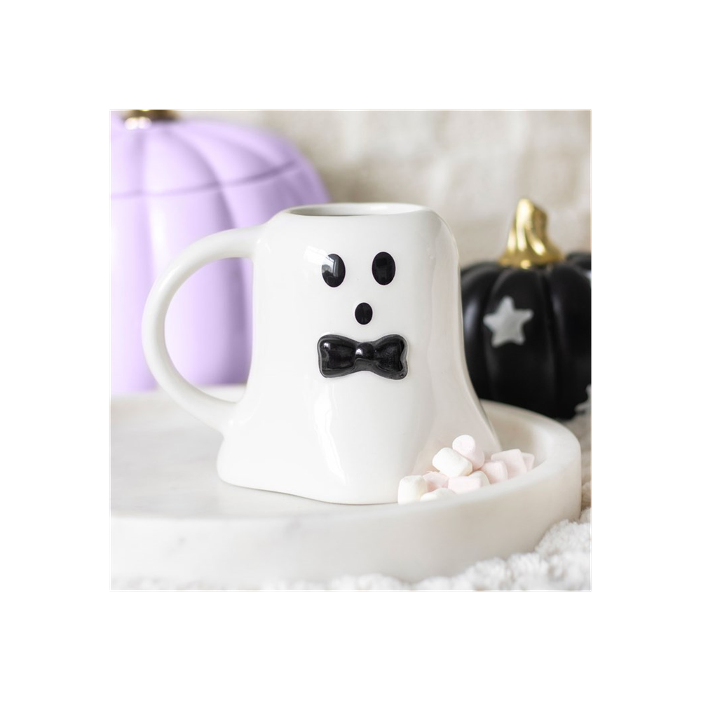 Eleanoras Mr Boo Ghost Shaped Mug With Bow Tie Mugs