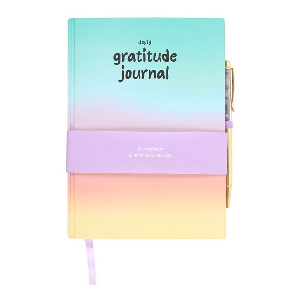 Eleanoras Multi Coloured Gratitude Journal With Amethyst Pen Notebooks & Journals