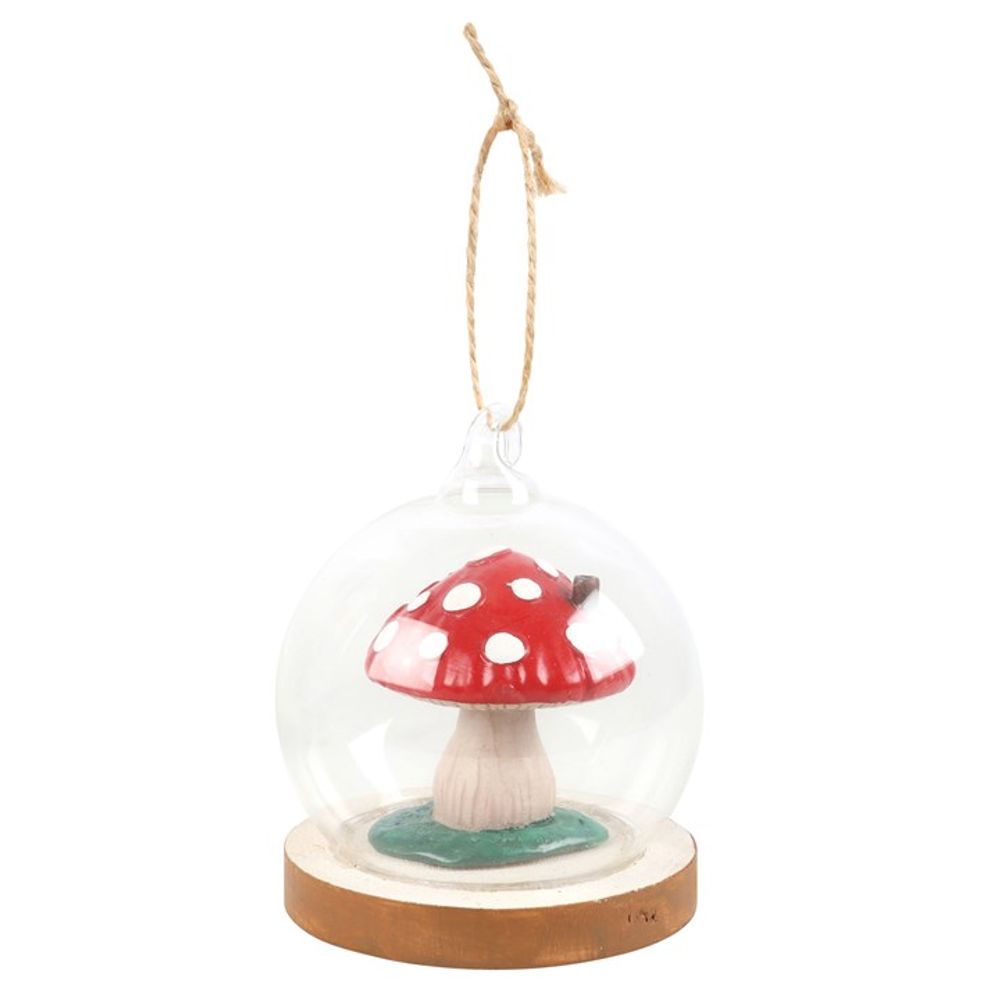 MUSHROOM HOUSE GLASS DOME HANGING DECORATION