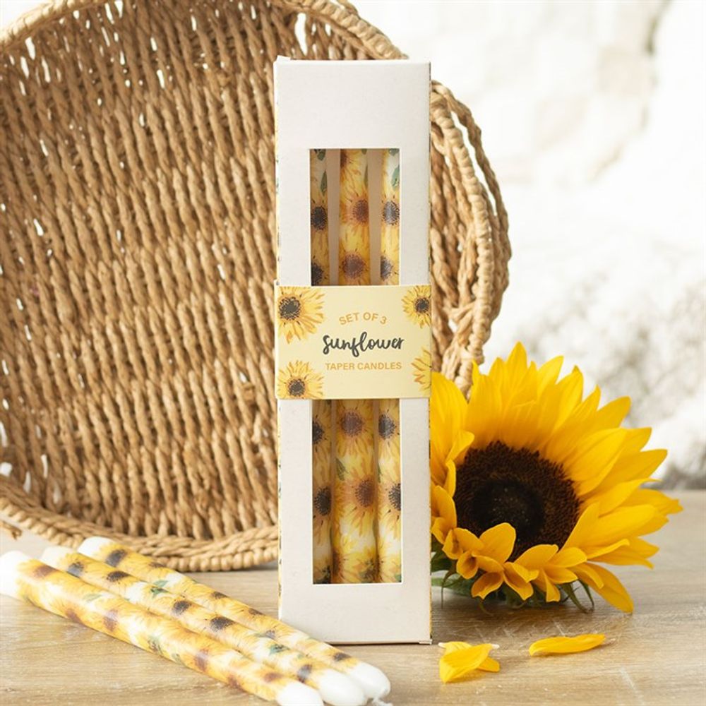 Eleanoras SUNFLOWER SET OF 3 TAPER CANDLES Candles